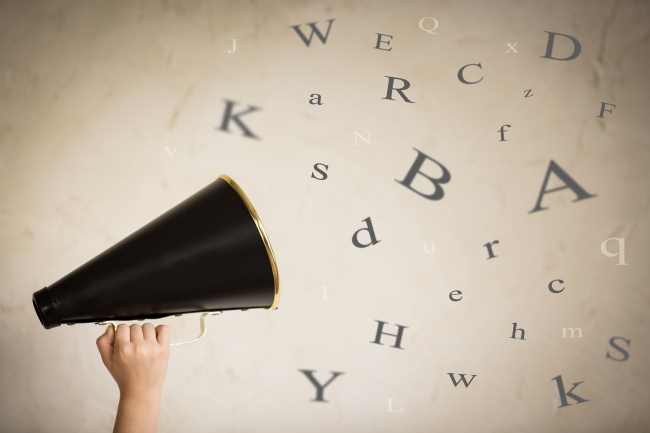 Vintage megaphone in hand